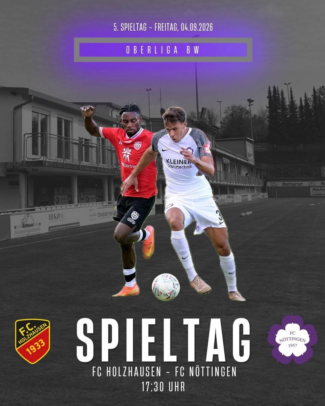 Zwei Fußballer kämpfen um den Ball, wobei der Fokus auf der Steigerung des FCN im letzten Drittel liegt und markante Teamlogos über den Spielszenen zu sehen sind